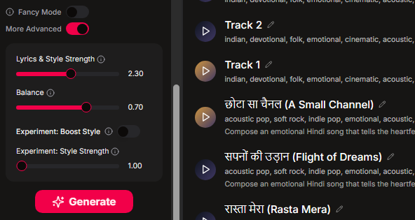Sonauto AI’s Advanced Mode – Paste Lyrics and Set Genre