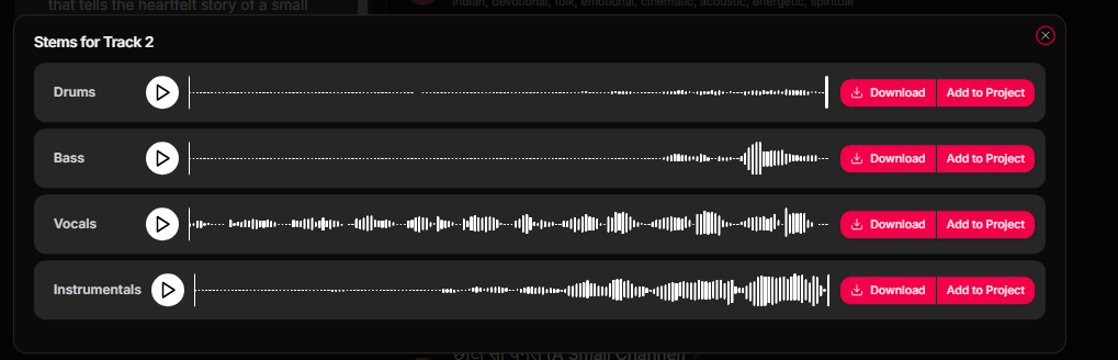 One of the best features: download multitrack stems at no cost